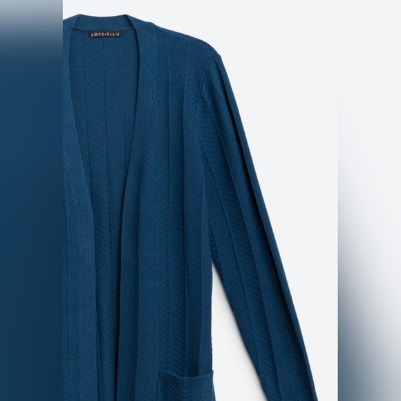 NWOT, Love Ellie, Olla Herringbone Knit Cardigan, Medium, Blue, So Soft!!! - Picture 8 of 15